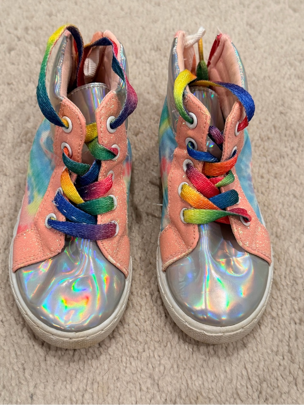 Toddler 7 Rainbow Holographic High-Top Jojo Siwa Sneakers